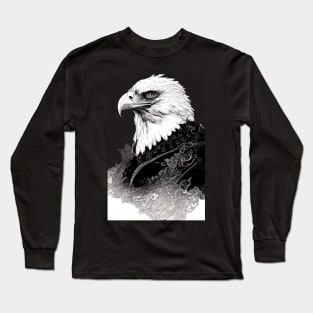 Eagle Bald Eagle Bird Wild Nature Illustration Line Epic Illustration Line Art Long Sleeve T-Shirt